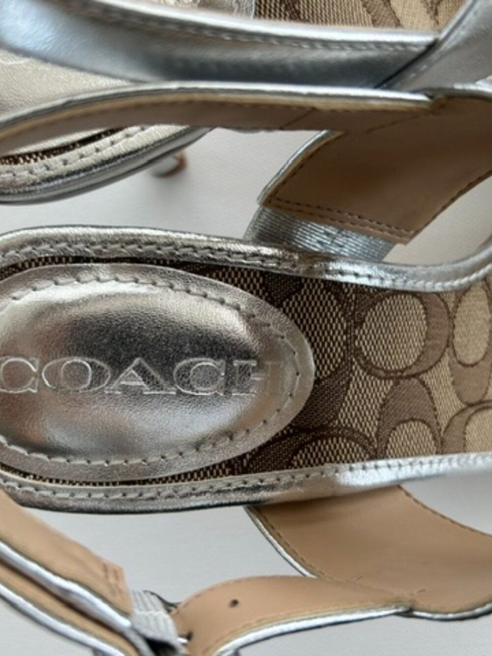 COACH Metallic Silver Heeled Sandals – Size 8 - Picture 16 of 16